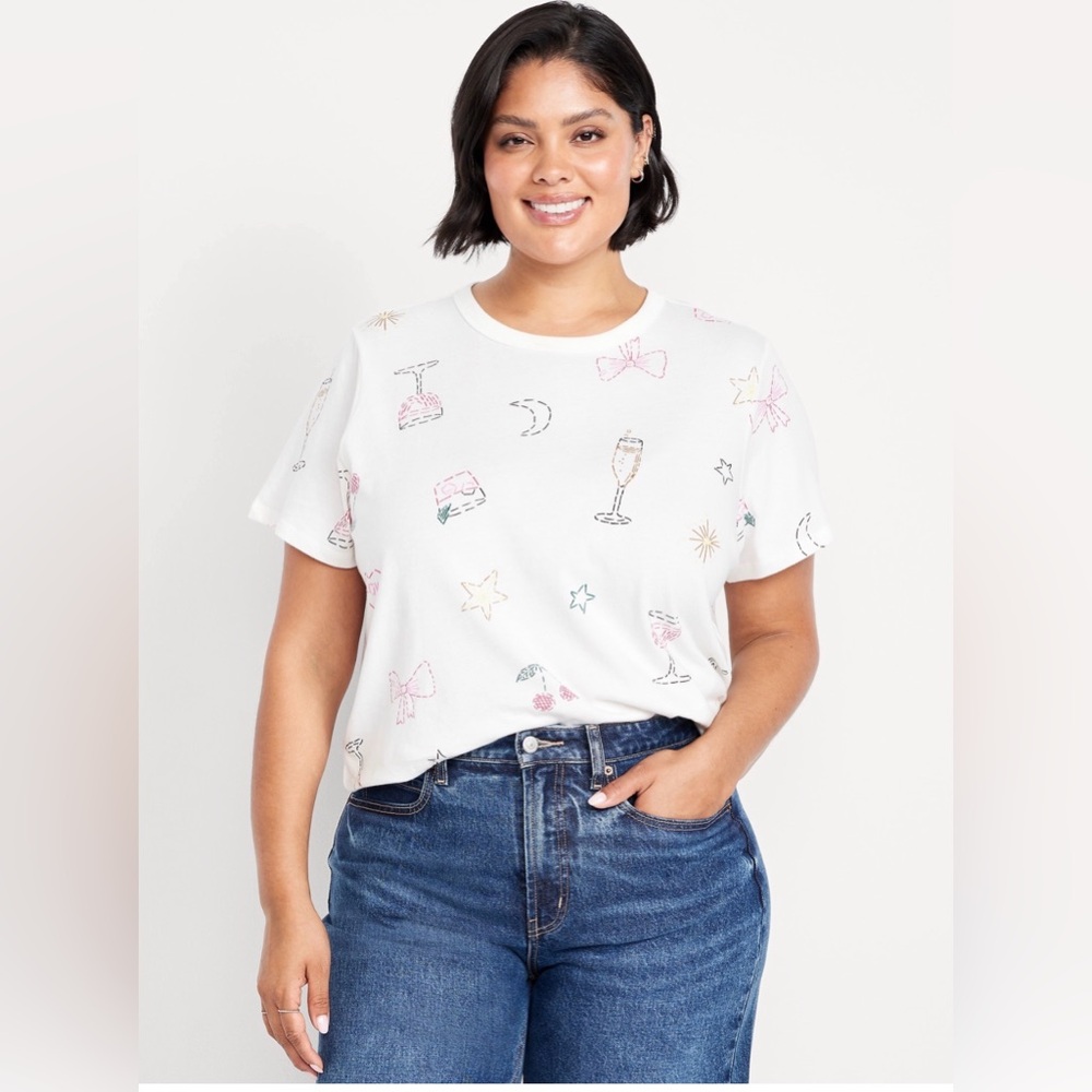 Old navy White Graphic T-Shirt with Fun Illustrations